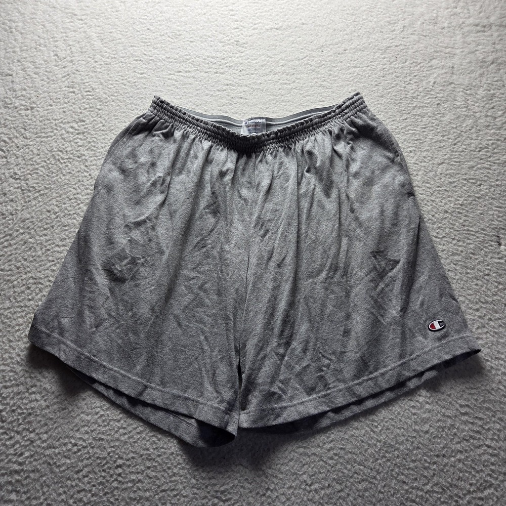 Champion Shorts Mens 2XL Gray Jersey 8 Inseam Elastic Waist Athletic Gym